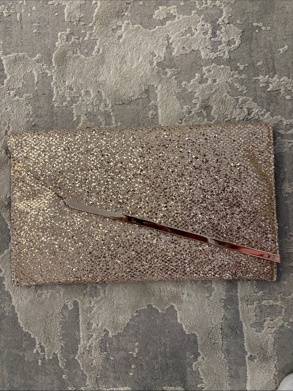 Glitter Envelope Clutch Bag - Rose Gold